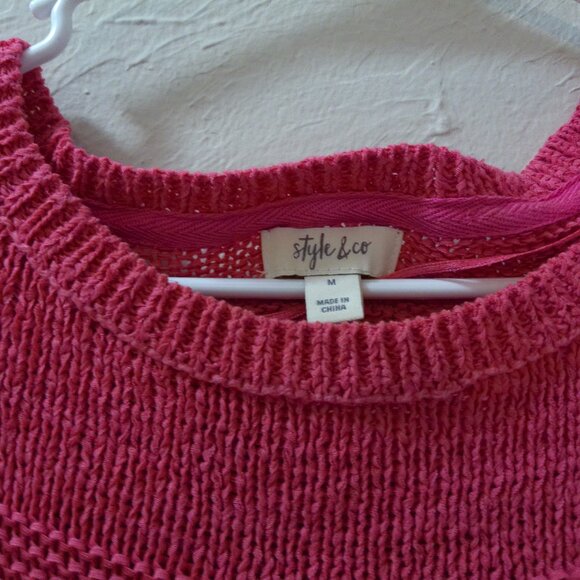 Style & Co Pink Textured Knit Sweater – Women’s Medium - Picture 2 of 2